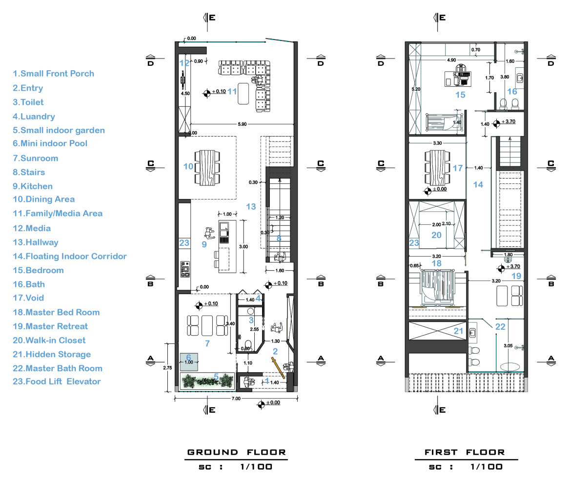 نقشه خانه ویلایی - نقشه خانه دوبلکس - پلان طراحی معماری و دکوراسیون داخلی طراحی شده توسط استودیو معماری دیدآ