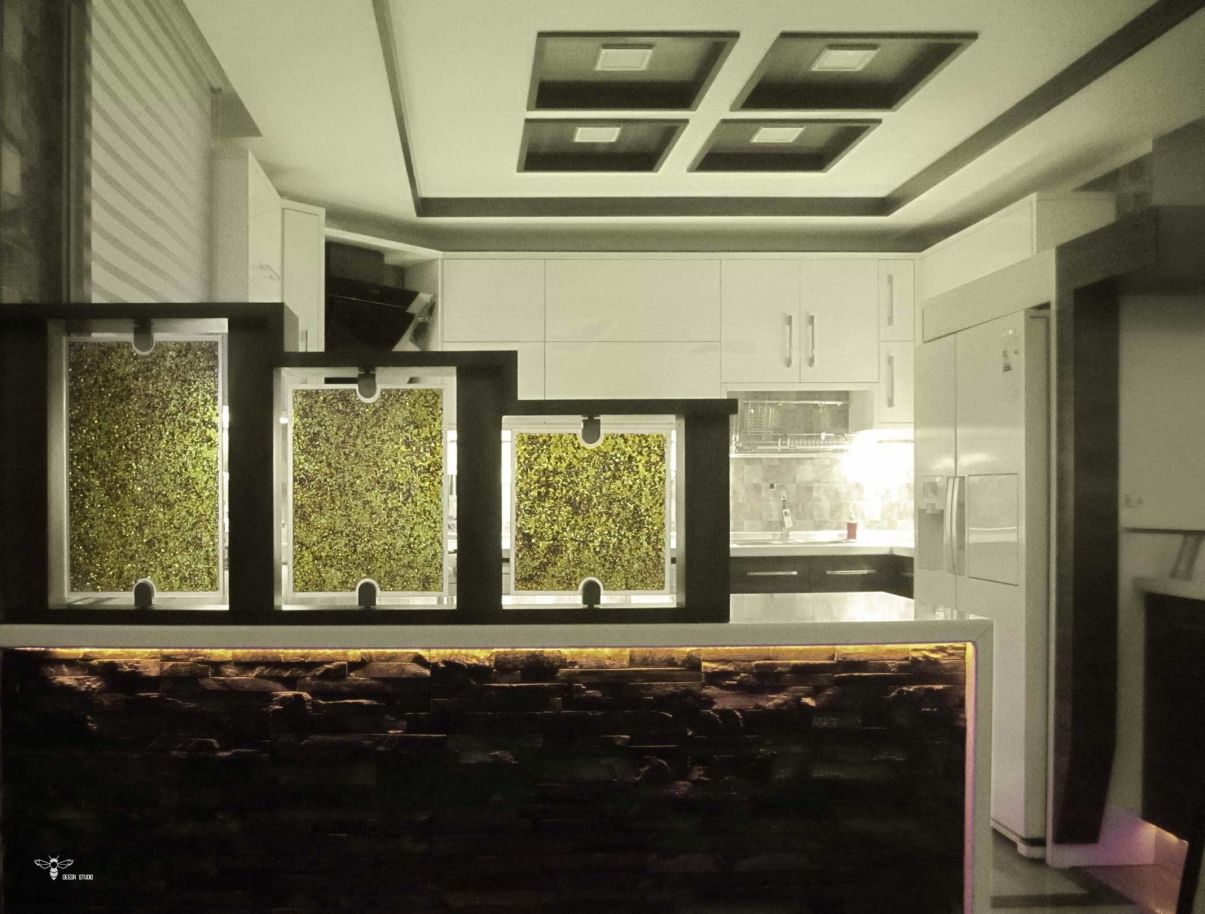 مدل کابینت و شیشه های فیوزینگ گلس طراحی شده جهت حفظ پرایوسی ( استودیو معماری دیدا )