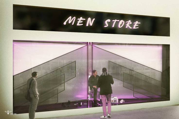 طراحی ویترین مغازه پوشاک مردانه ( استودیو معماری دیدآ )