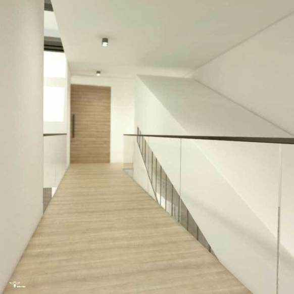 راهروی طبقه ی دوم و پل ارتباطی بین دو اتاق خواب ( استودیو معماری دیدآ )