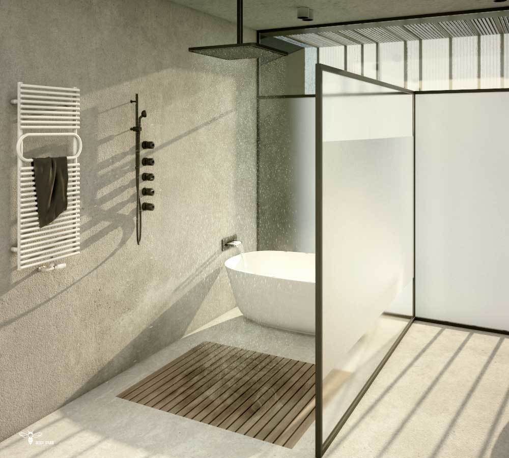 طراحی حمام منحصر به فرد در پروژه ی خانه ایی برای یک خانواده ( استودیو معماری دیدآ )